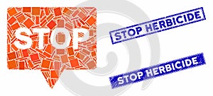 Stop Banner Mosaic and Distress Rectangle Stop Herbicide Stamp Seals