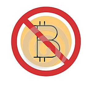 Stop Bitcoin Isolated Vector icon which can easily modify or edit