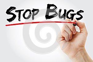 Stop Bugs text with marker, health concept background