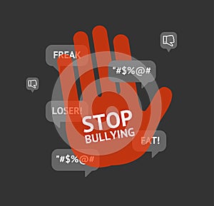 Stop Bullying Concept with Hand Gesture. Vector