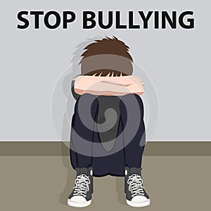 Stop bullying kids bully victim young child bullied vector illustration
