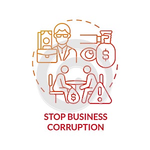 Stop business corruption red concept icon