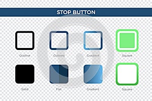 Stop Button icon in different style. Stop Button vector icons designed in outline, solid, colored, gradient, and flat style. photo