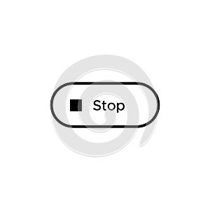 Stop button icon vector in rectangle line button