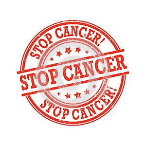 Stop cancer - round grunge stamp
