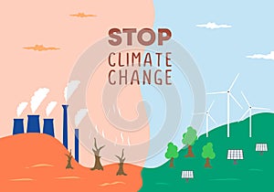 Stop climate change background banner poster for nature promotion to save earth