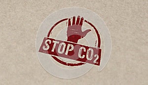 Stop CO2 and carbon neutral stamp and stamping