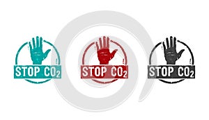 Stop CO2 and carbon neutral stamp and stamping