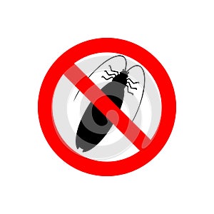 Stop cockroach. Red prohibitory road sign. Ban insect. Vector il