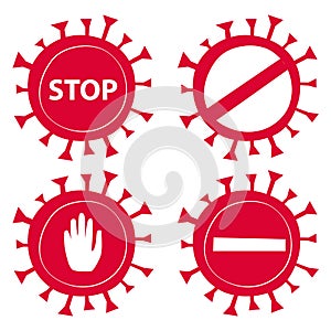 Stop corona virus covid-19 pandemy sign icon prevention quarantine conept