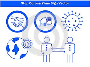 Stop Corona Virus Sign, Maintain social distance icon