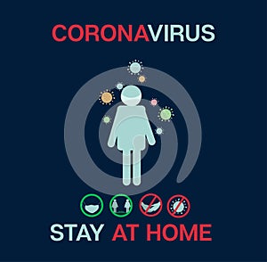 Stop Coronavirus Cartoon nCoV 19 Vector Banner. COVID-19 Prevention photo