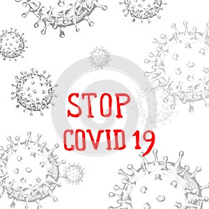 Stop coronavirus.Coronavirus 2019-ncov flu infection Microscopic view of floating China pathogen respiratory influenza virus cells