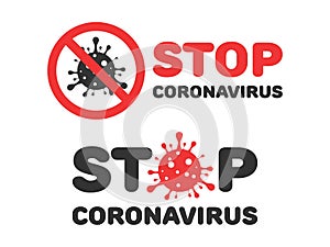 Stop coronavirus, covid-19, 2019-nCov. Novel coronavirus warning banner, badge, icon vector isolated on white.