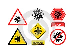 Stop Coronavirus Covid-19 2019-nCoV vector signs.