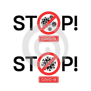 Stop Coronavirus Covid-19 2019-nCoV vector stop signs.