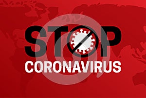 Stop Coronavirus Covid-19 Red Background Illustration with Corona Virus photo