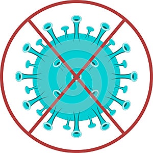 Stop coronavirus illustration blue  and red colors