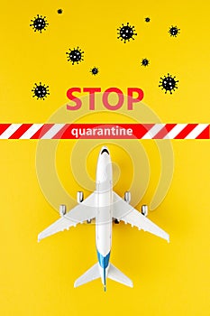 Stop coronavirus, quarantined aircraft, cancellation of flights.