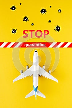 Stop coronavirus, quarantined aircraft, cancellation of flights. photo