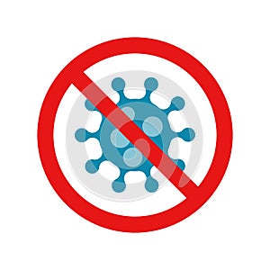 Stop coronavirus. Red prohibit sign. Vector corona virus symbol. Bacteria Covid 19-NCP photo