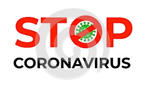 Stop coronavirus sign with bacterium gems in flat style