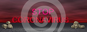 Stop coronavirus and sky - 3d rendering
