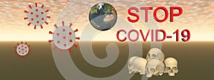 Stop coronavirus and sky - 3d rendering