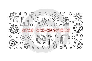 Stop Coronavirus vector concept outline horizontal banner