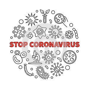 Stop Coronavirus vector concept round outline illustration