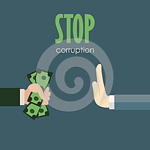 Businessman refusing the offered bribe vector