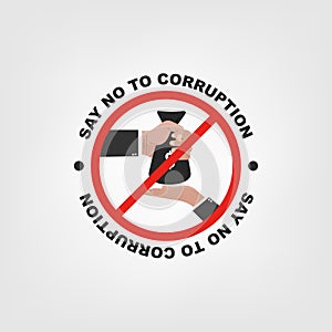 Stop corruption concept design. a logotype or typography of illegal activities. Fight against corruption and bribery vector
