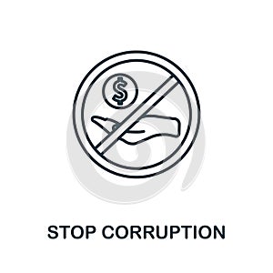 Stop Corruption icon. Thin outline style design from corruption icons collection. Creative Stop Corruption icon for web design,