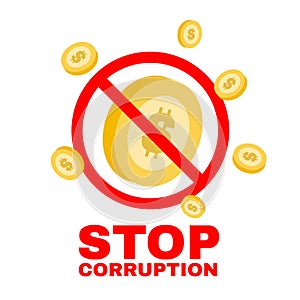 stop corruption money campaign business cartoon doodle flat design vector illustration