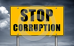 Stop Corruption - road sign concept