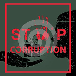 Stop corruption sign concept