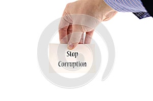 Stop corruption text concept