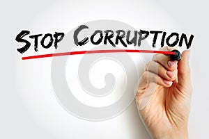 Stop Corruption text quote, concept background