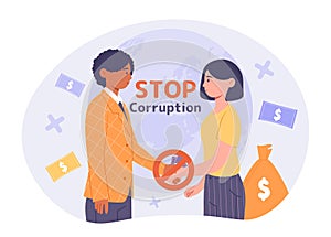 Stop corruption vector concept
