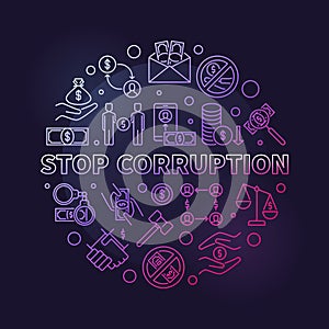 Stop Corruption vector thin line round concept colored banner