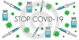 Stop COVID-19 vector banner on white background