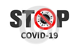 Stop covid-19 with virus icon. photo