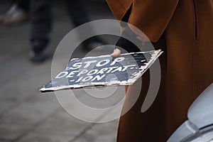 Stop deportation of asylum seekers sign photo