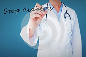 Stop diabetes against blue background