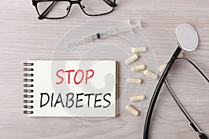 Stop Diabetes written on notebook