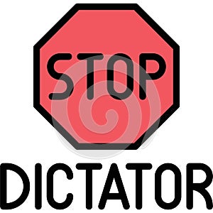 Stop dictator icon, Protest related vector