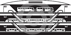 Stop at different levels of buses trains and subways