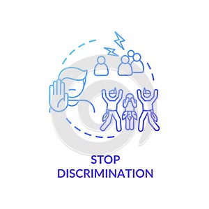 Stop discrimination blue concept icon
