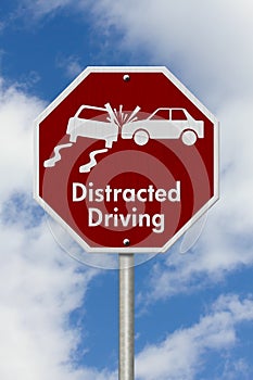 Stop Distracted Driving Road Sign