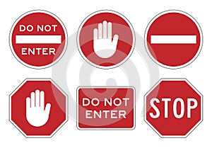 Stop And Do Not Enter Sign Icon Set